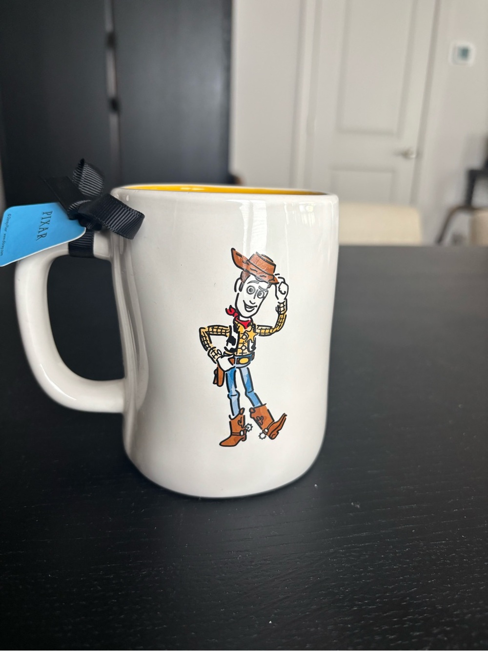 Rae Dunn Disney Pixar Toy Story Woody Howdy Mug NWT Yellow Interior